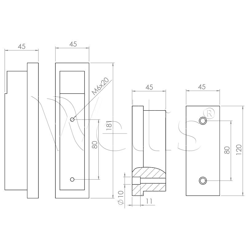Türgriff für 180 * 40 * 45mm Hemlock Sauna – Bild 3